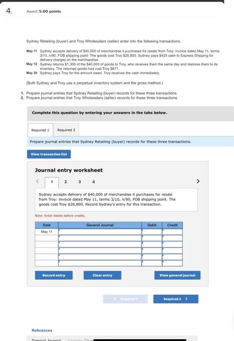 Solved Sydney Retailing Buyer And Troy Wholesalers Seler Chegg