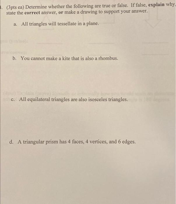 Solved 3pts Ea Determine Whether The Following Are True Or Chegg