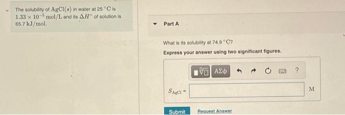 Solved The Solubility Of AgCl S In Water At 25C Is 1 33 X Chegg