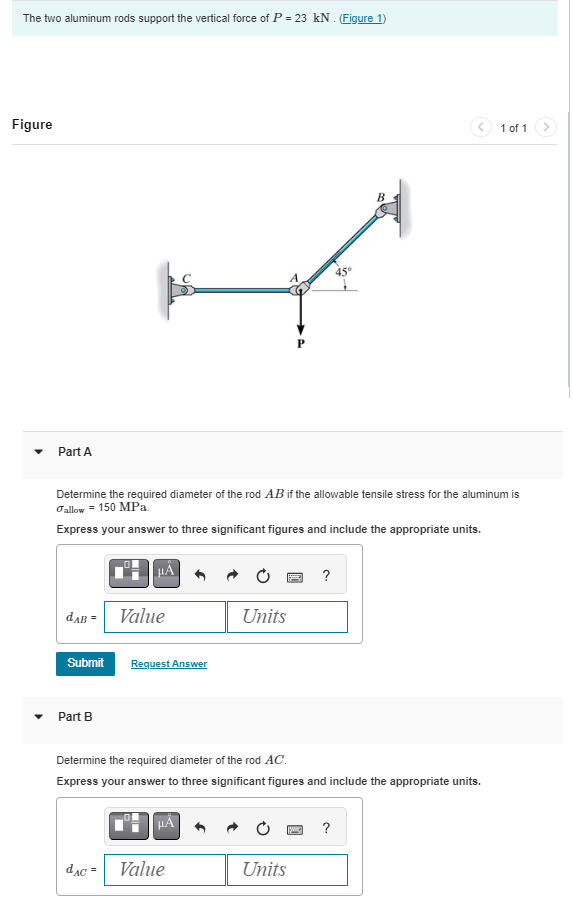 Solved The Two Aluminum Rods Support The Vertical Force Of Chegg