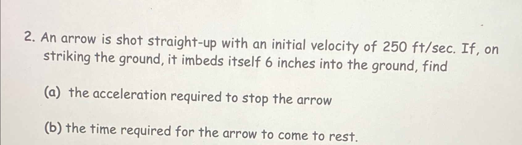 Solved An Arrow Is Shot Straight Up With An Initial Velocity Chegg