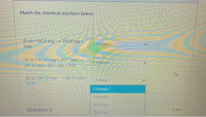 Solved What Are The Spectator Ions For The Reaction Below Chegg