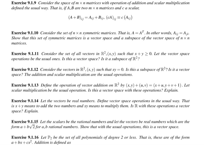 Solved Exercise 9 1 9 Consider The Space Of M X N Matrices Chegg