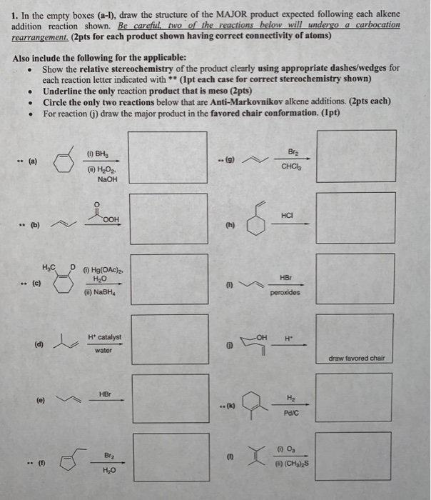 Solved 1 In The Empty Boxes A 1 Draw The Structure Of Chegg