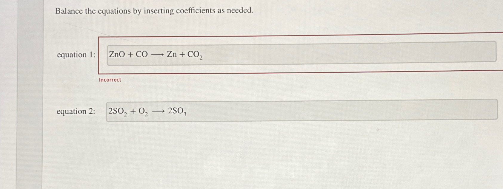 Solved Balance The Equations By Inserting Coefficients As Chegg