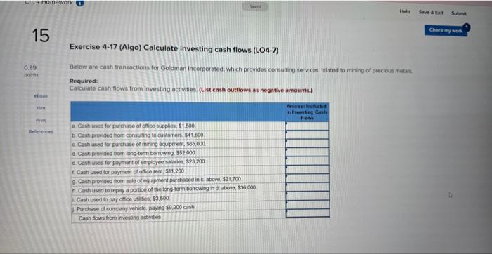 Solved Exercise Algo Calculate Operating Cash Flows Chegg