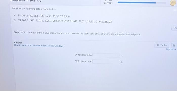 Solved Step Of Consider The Following Sets Of Sample Chegg