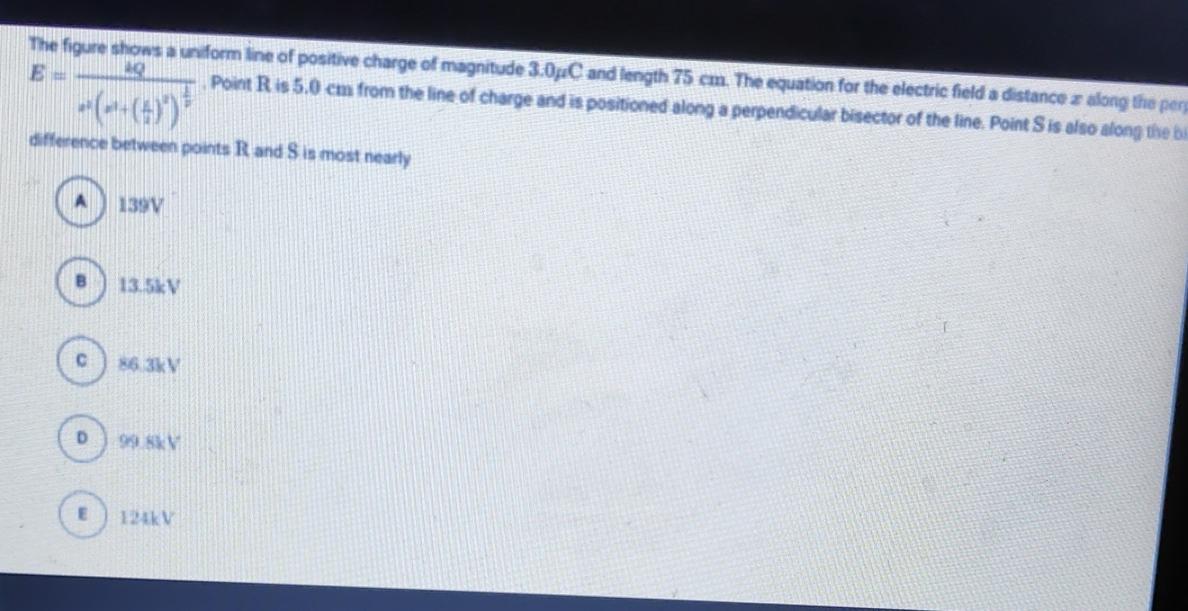 Solved The Figure Shows A Unform Ine Of Positive Charge Of Chegg