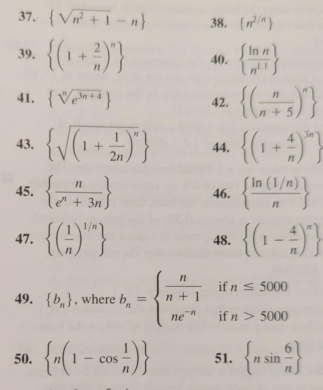 Solved Practice Exercises Limits Of Sequences Find Chegg