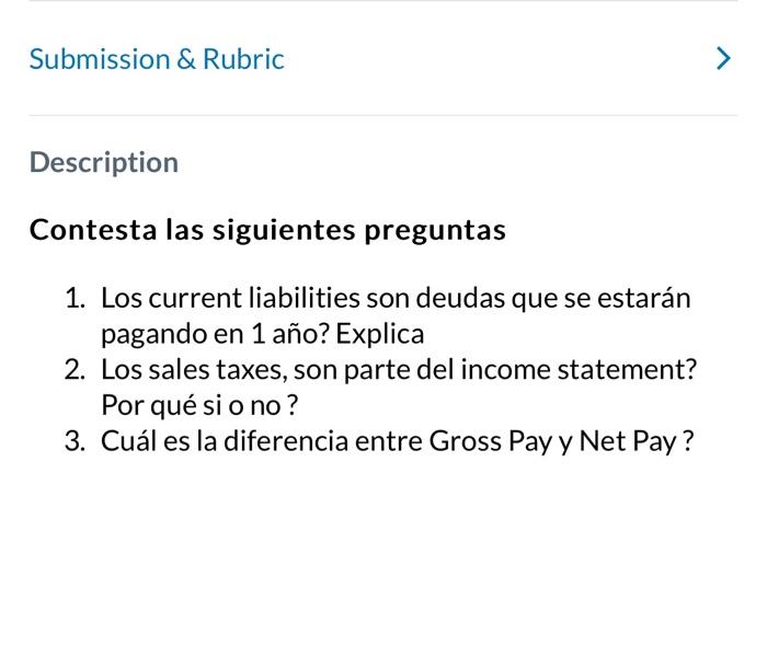 Solved Description Contesta Las Siguientes Preguntas Los Chegg