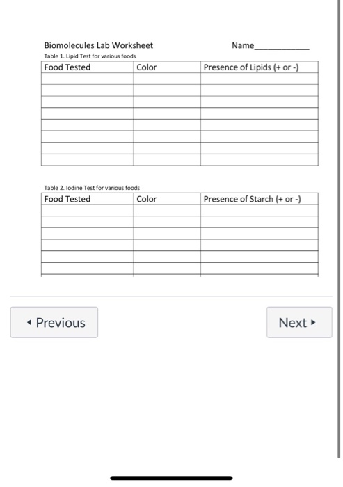 Science Starters Biomolecules Worksheet