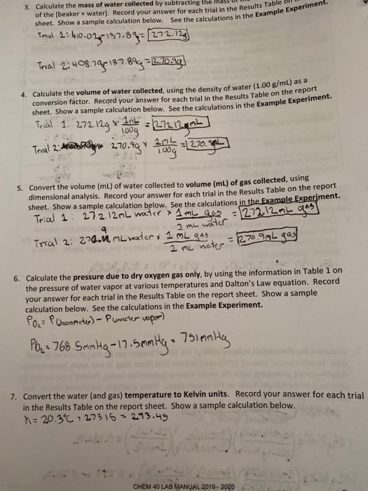 Solved Report Sheet Decomposition Of Potassium Chlorate Chegg