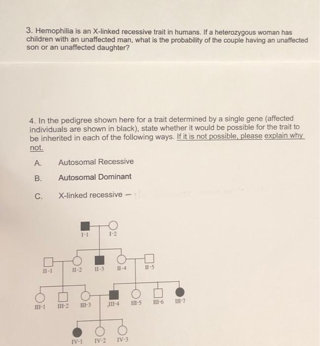 Solved Hemophilia Is An X Linked Recessive Trait In Chegg