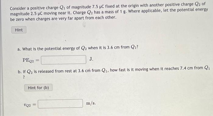 Solved Consider A Positive Charge Q1 Of Magnitude 7 5 Pc Chegg