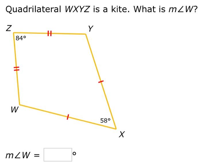 Solved Quadrilateral WXYZ Is A Kite What Is MW MW Chegg