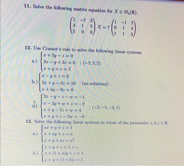 Solved Solve The Following Matrix Equation For X Chegg