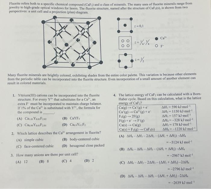 Solved Fluorite Refers Both To A Specifie Chemical Compound Chegg