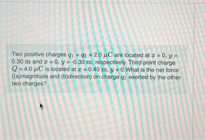 Solved Two Positive Charges Q Q C Are Located At Chegg