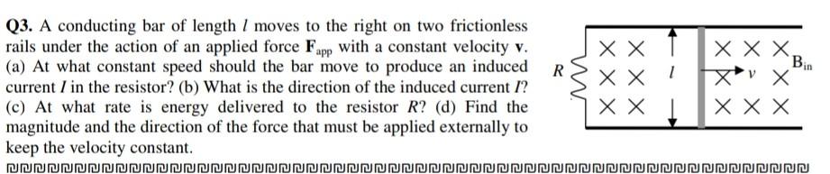 Solved Q A Conducting Bar Of Length L Moves To The Right Chegg