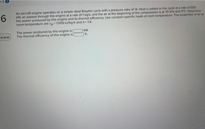 Solved N An Aircraft Engine Operates On A Simple Ideal Chegg