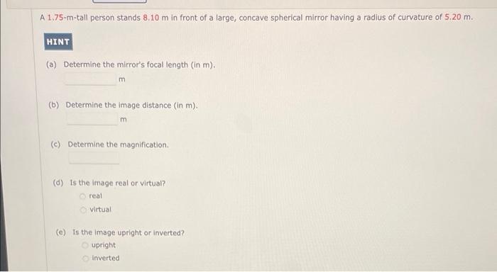 Solved A M Tall Person Stands M In Front Of A Chegg