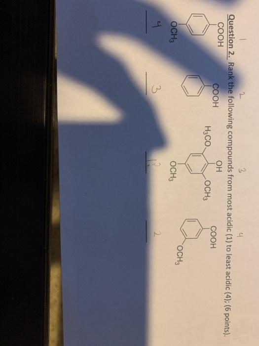 Solved 2 2 4 다 Question 2 Rank the following compounds from Chegg