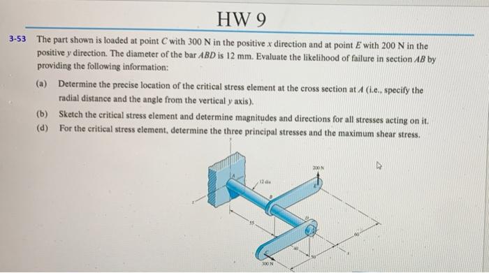 Solved HW 9 3 53 The Part Shown Is Loaded At Point C With Chegg