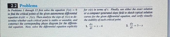 Phase Diagrams For Autonomous Differential Equations Phase T