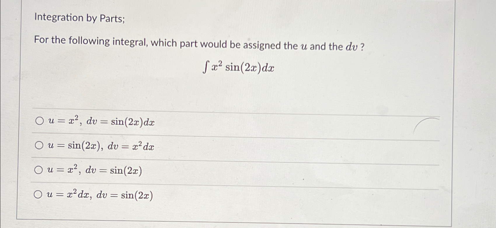 Solved Integration By Parts For The Following Integral Chegg