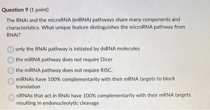 Solved The Rnai And The Microrna Mirna Pathways Share Many Chegg