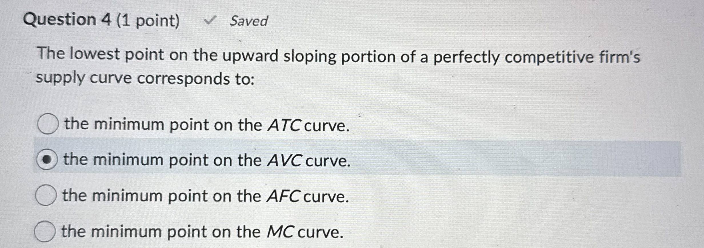 Solved Question 4 1 Point SavedThe Lowest Point On The Chegg