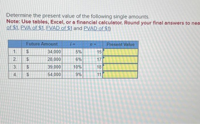 Solved Determine The Present Value Of The Following Single Chegg