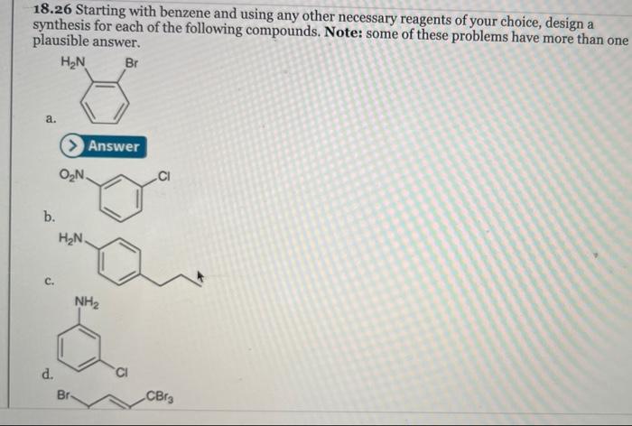 Solved Starting With Benzene And Using Any Other Chegg