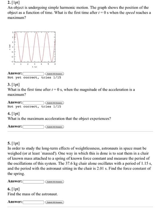 Solved 2 Pt An Object Is Undergoing Simple Harmonic Chegg