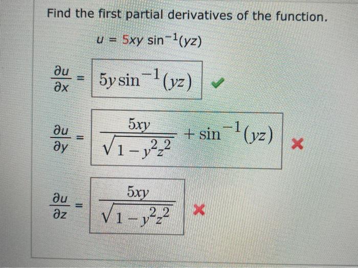 Solved Find The First Partial Derivatives Of The Function U Chegg