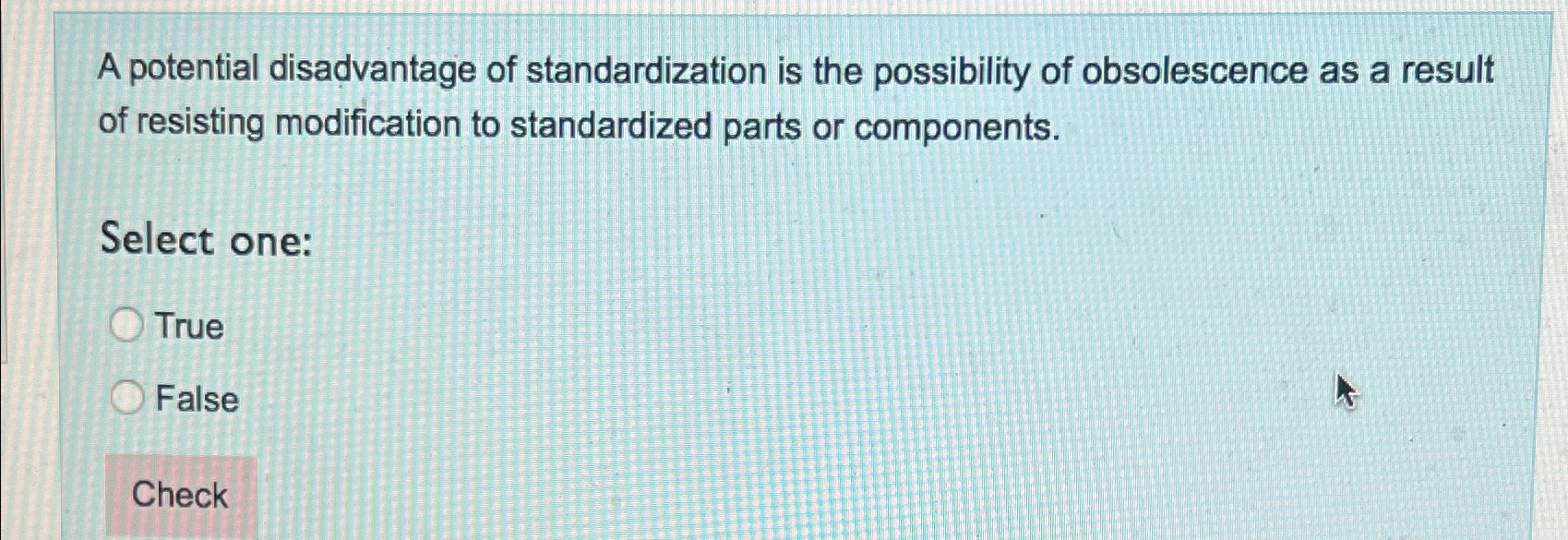 Solved A Potential Disadvantage Of Standardization Is The Chegg