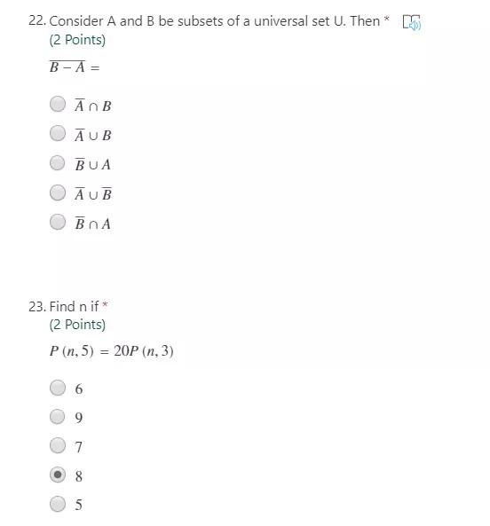 Solved Consider A And B Be Subsets Of A Universal Set U Chegg