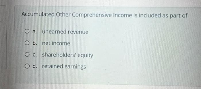 Solved Accumulated Other Comprehensive Income Is Included As Chegg