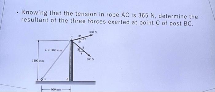 Solved Knowing That The Tension In Rope AC Is 365 N Chegg