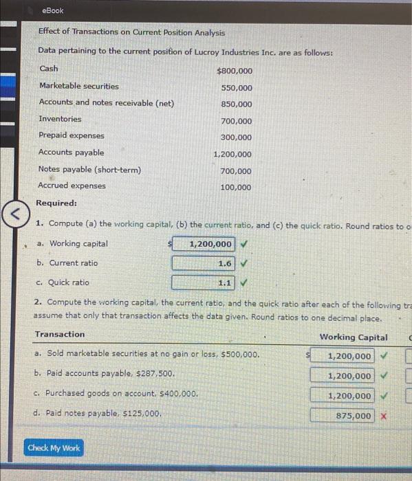 Solved Ebook Effect Of Transactions On Current Position Chegg