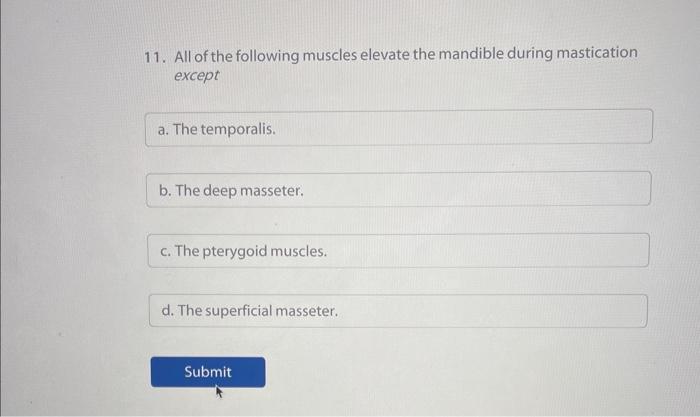 Solved All Of The Following Muscles Elevate The Mandible Chegg