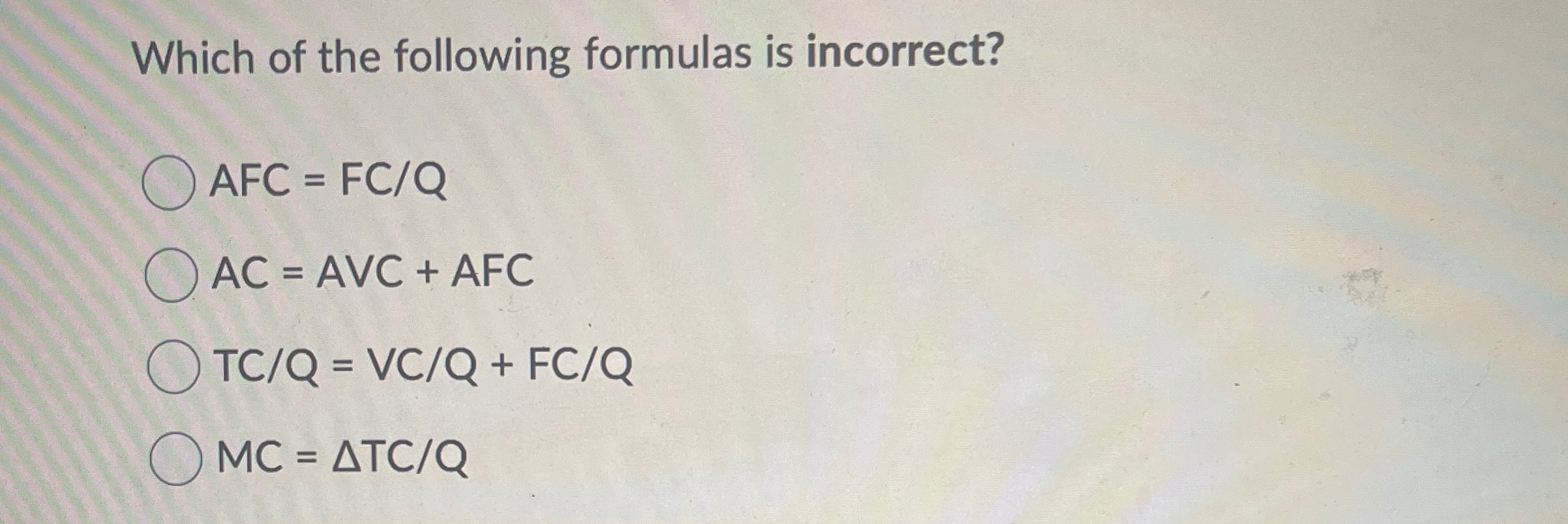 Solved Which Of The Following Formulas Is Chegg