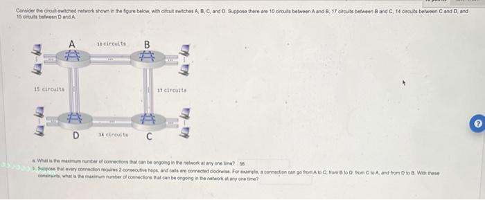 Solved Consider The Circuit Switched Network Shown In The Chegg