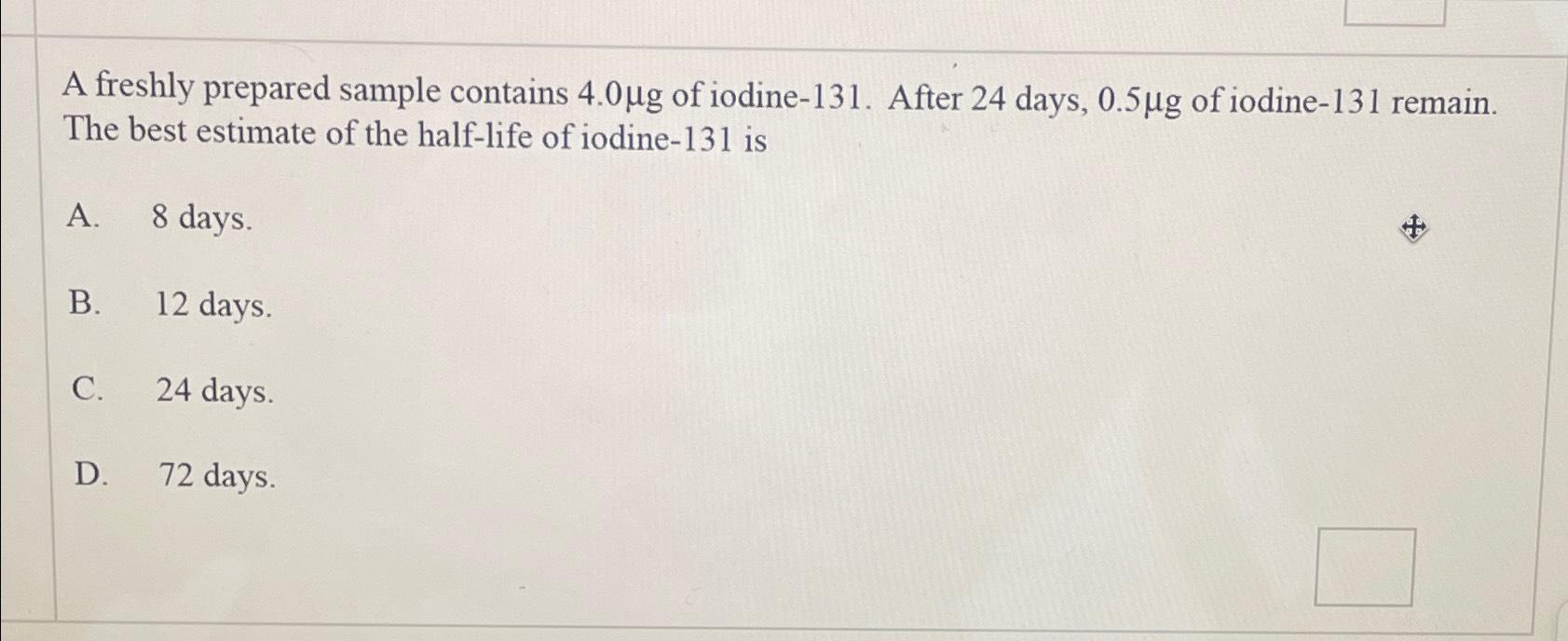 Solved A Freshly Prepared Sample Contains G Of Chegg