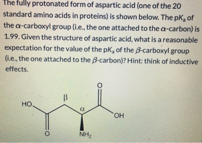 Solved The Fully Protonated Form Of Aspartic Acid One Of Chegg