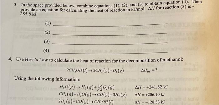 Solved In The Space Provided Below Combine Equations Chegg