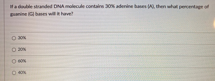 Solved If A Double Stranded DNA Molecule Contains 30 Chegg