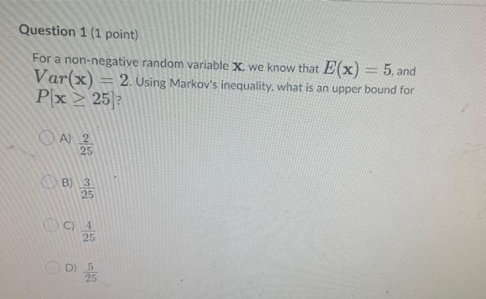 Solved Question Point For A Non Negative Random Chegg