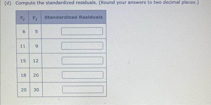 Solved B Compute The Residuals Round Your Answers To Two Chegg