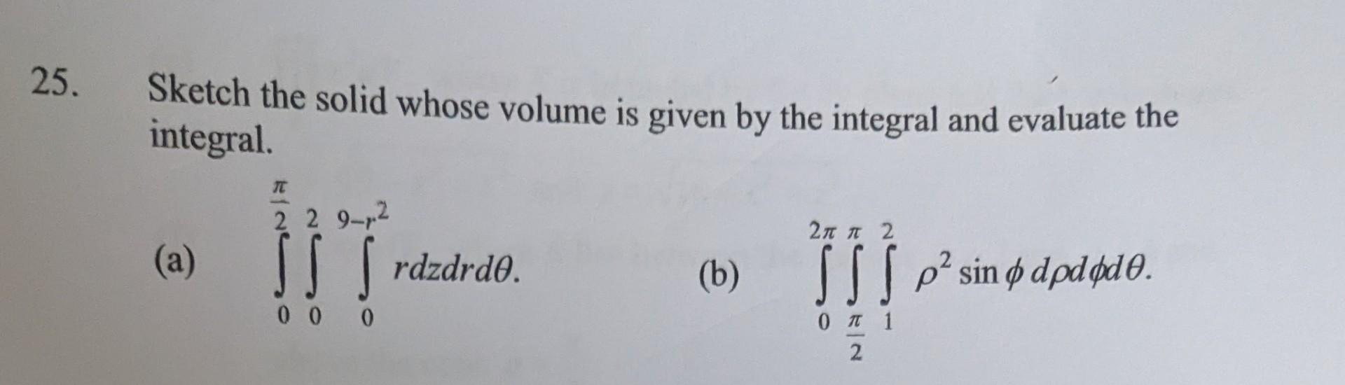 Solved Sketch The Solid Whose Volume Is Given By The Chegg